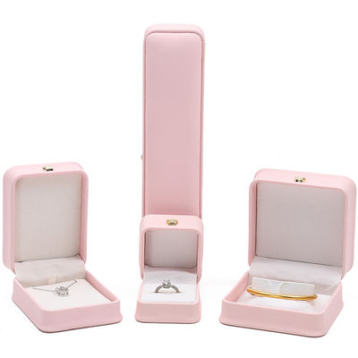 10*10*5cm Pembe Deri Mücevher Kutusu Taç Bilezikleri Kolye ve Yüzükler Özel Logo