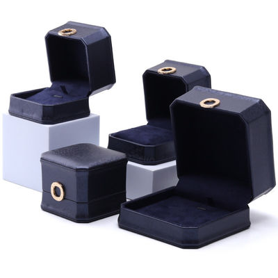 satın al 11*11*6cm Deri Mücevher Kutusu Hanhong Kare Kolye Yüzük Kutusu Metal Mavi Lüks online manufacture