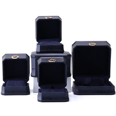11*11*6cm Deri Mücevher Kutusu Hanhong Kare Kolye Yüzük Kutusu Metal Mavi Lüks