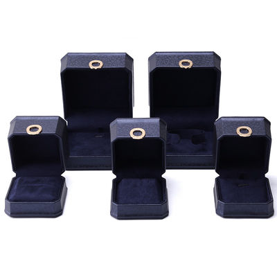 11*11*6cm Deri Mücevher Kutusu Hanhong Kare Kolye Yüzük Kutusu Metal Mavi Lüks