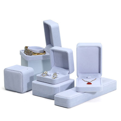 Hign kaliteli özel el yapımı gri kadife mücevher kutusu mücevher seti paketi için