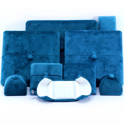 satın al El yapımı Mavi kadife mücevher kutusu bilezik küpeler kolye yüzük 10*10*3cm Boyut online manufacture