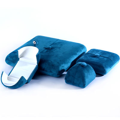 El yapımı Mavi kadife mücevher kutusu bilezik küpeler kolye yüzük 10*10*3cm Boyut