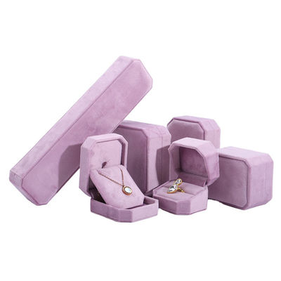 Hanhong Pembe Kolye Bilezik Yüzük Paketleme için Özel Logo Kadife Mücevher Kutusu