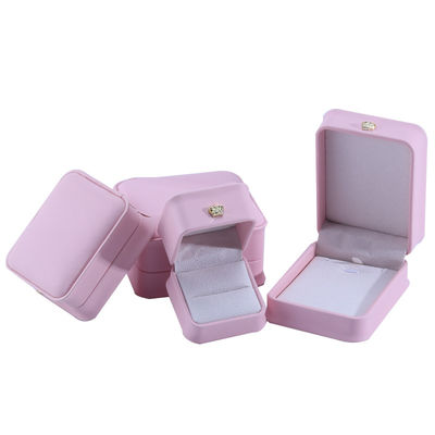 Pembe Stud Kulaklık Bilezik Kolye Yüzük Mücevher Kutusu Özel Boyutlu PU Deri