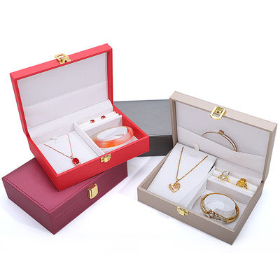 Müşterinin Logosu Hanhong PU Deri Mücevher Kutusu Yüzükler Küpeleri Kolye ve Kolye