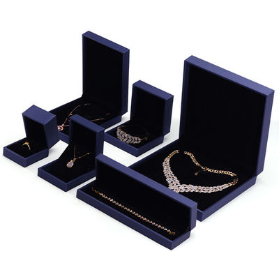 Hanhong el yapımı kadife mücevher paketleme kutusu kolye ve yüzük için 9*9*4.5cm Mavi PU deri
