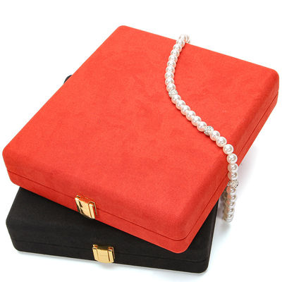 Hanhong Custom Orange Mikrofiber Deri Mücevher Paketleme Kutusu Lüks İnci Kolye