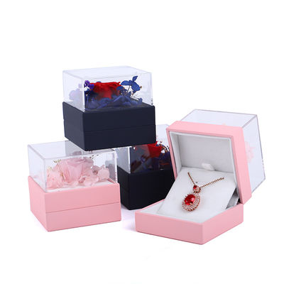 Kare Gül Çiçeği Mücevher Paket Kutusu Hediye Özel Tasarım için Çiçekli Yüzük Kutusu