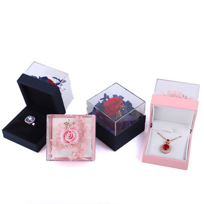 Kare Gül Çiçeği Mücevher Paket Kutusu Hediye Özel Tasarım için Çiçekli Yüzük Kutusu