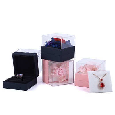 Kare Gül Çiçeği Mücevher Paket Kutusu Hediye Özel Tasarım için Çiçekli Yüzük Kutusu