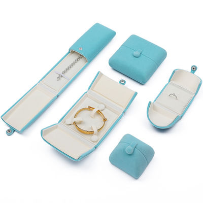 Cyan Yumuşak Şık Kadife Mücevher Paket Kutusu Clamshell Şekilli Mücevher Hediye Kutusu