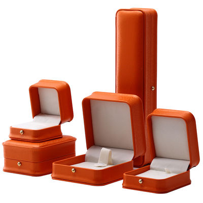 satın al Lüks depolama ambalajı için Orange Snow Grain Noble PU Deri Mücevher Kutusu online manufacture