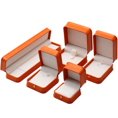Lüks depolama ambalajı için Orange Snow Grain Noble PU Deri Mücevher Kutusu
