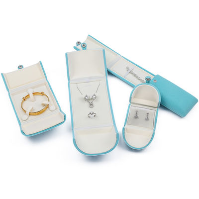 Cyan Yumuşak Şık Kadife Mücevher Paket Kutusu Clamshell Şekilli Mücevher Hediye Kutusu