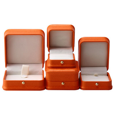 Lüks depolama ambalajı için Orange Snow Grain Noble PU Deri Mücevher Kutusu