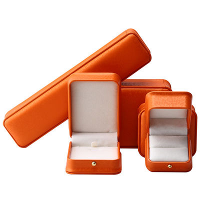 Lüks depolama ambalajı için Orange Snow Grain Noble PU Deri Mücevher Kutusu
