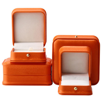 Lüks depolama ambalajı için Orange Snow Grain Noble PU Deri Mücevher Kutusu