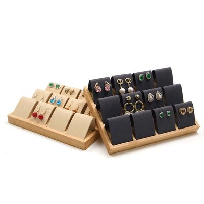 satın al Yumuşak kadife kapağı Ahşap mücevher depolama ekran tepsisi kulaklıkları için durak online manufacture