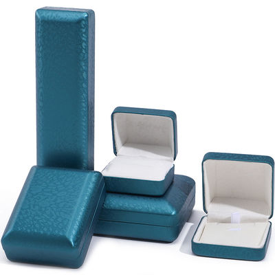 satın al Peacock Blue Snow Grain PU Deri Mücevher Kutusu, Lüks Mücevher Seti Hediye Kutusu OEM online manufacture