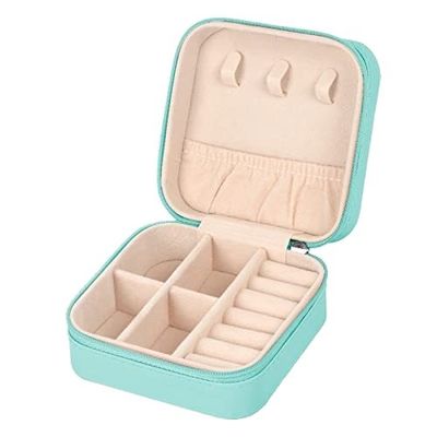 satın al Çoklu Bölümler PU Deri Seyahat Mücevher Organizer Kutusu Fermuar Çantası online manufacture