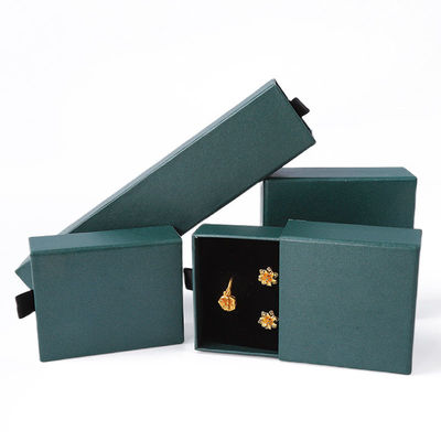 Dikdörtgen mücevher kutusu Çevre Dostu kare kağıt yeşil çekmece Mücevher Kutusu