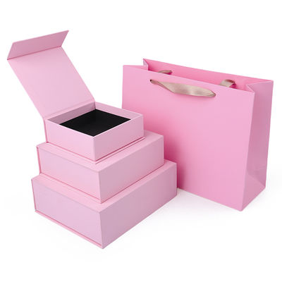 Toptan üretim yüksek kaliteli manyetik hediye kutusu ambalaj özel logo lüks Eco Friendly Karton Kağıt pembe manyetik mücevher kutusu