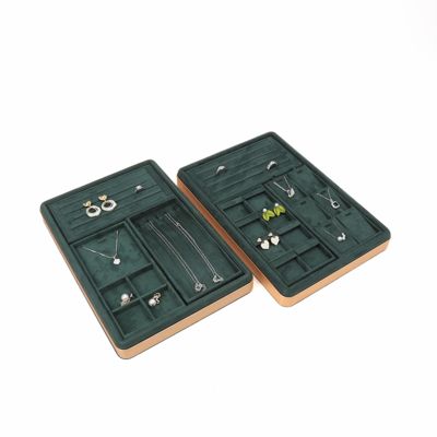 OEM Lüks Kadife Mücevher Tepsileri Özel Logo Organizer Mücevher Tepsileri Mücevher Seti Ekranı