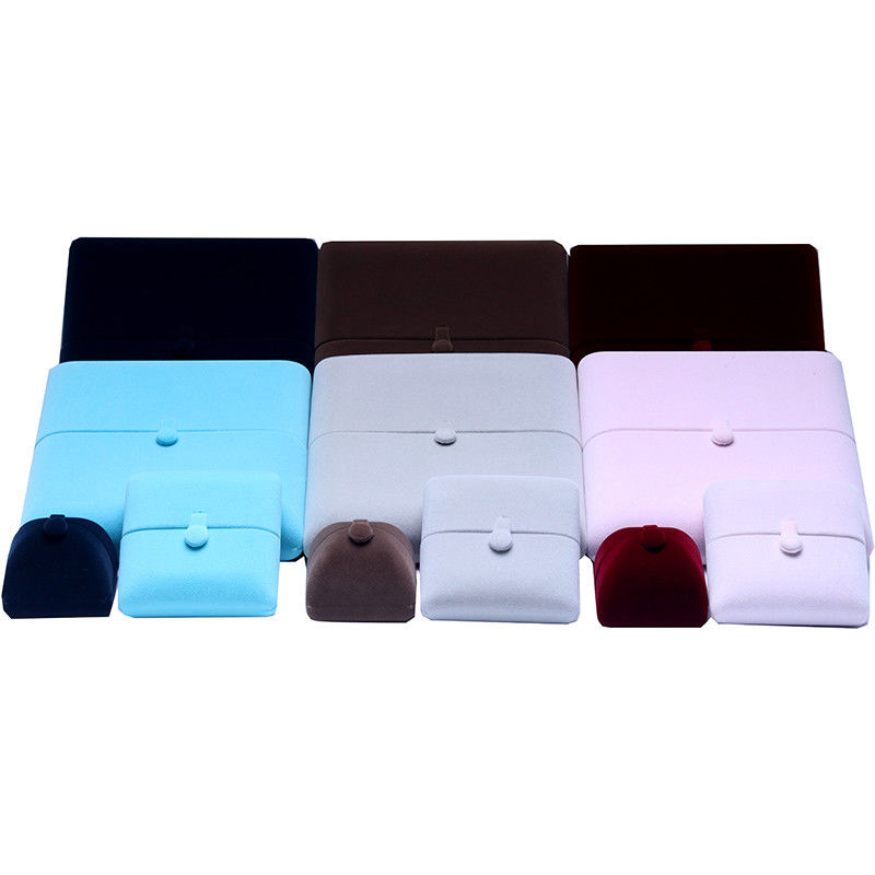 10*10*3cm Hanhong Özel Logo Lüks Mücevher Paket Kutusu Kadife Kolye Yüzük Bilezik Küpeler