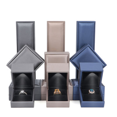 Lüks sahte deri kişiselleştirilmiş ambalaj için özel Hanhong Logo LED Mücevher Kutusu