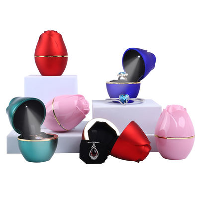 2021 Rose Design LED Light Mücevher Paketleme Kutusu Özel Plastik ve Kadife için