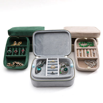 Han Hong Çift Kolye Mücevher Depolaması için Düğün Kadife Seyahat Yüzük Kutusu