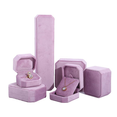 Hanhong Pembe Kolye Bilezik Yüzük Paketleme için Özel Logo Kadife Mücevher Kutusu